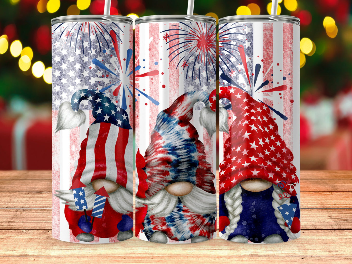 Patriotic Gnomes with Fireworks (4th July Tumblers) 8371274