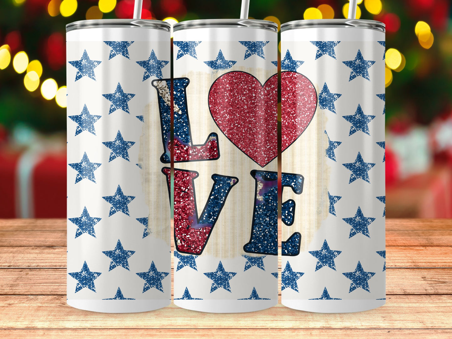 Patriotic Love Heart and Stars (4th July Tumblers) 8371278