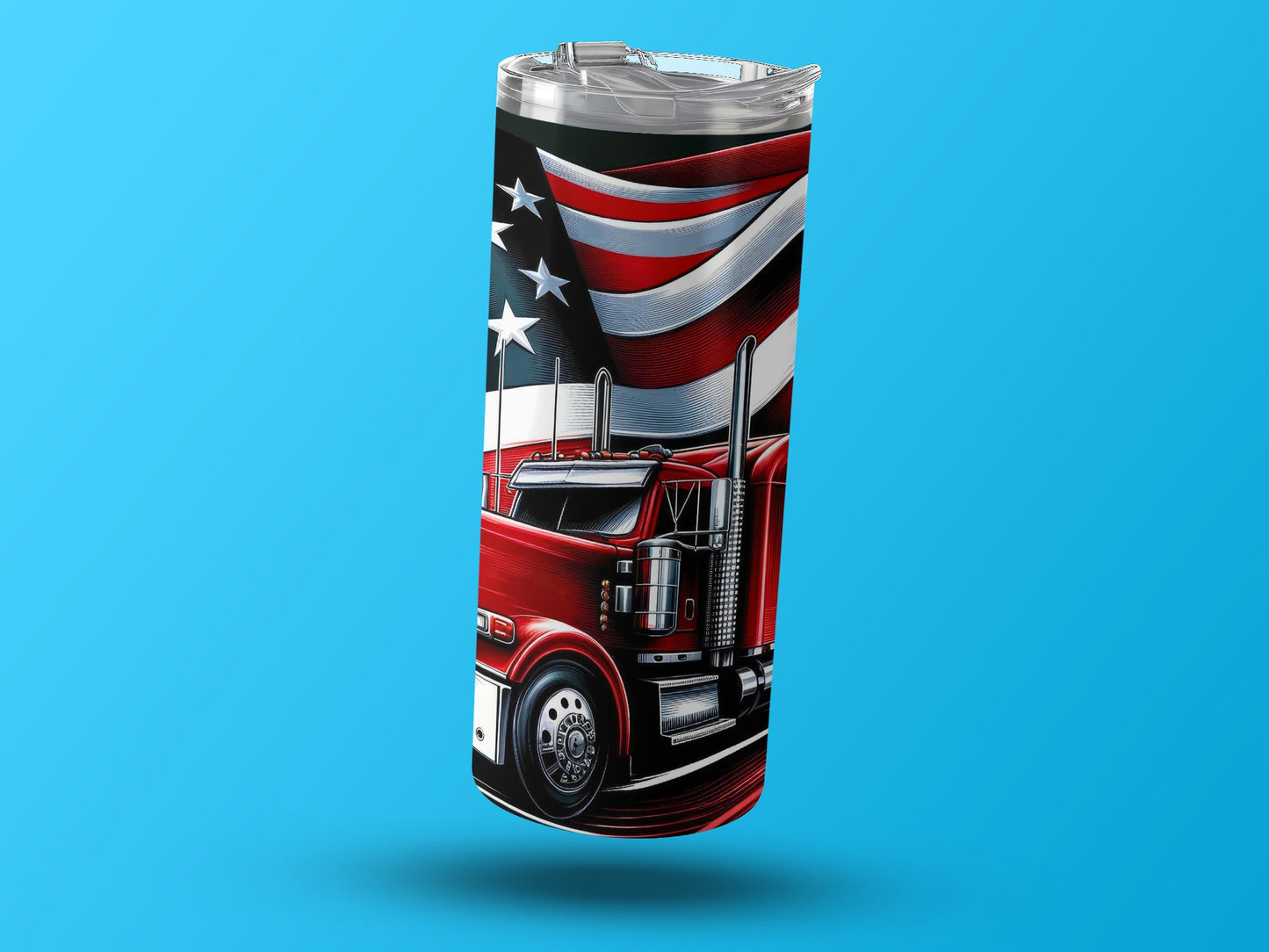 Patriotic American Flag and Red Truck (4th July Tumblers) 8371270