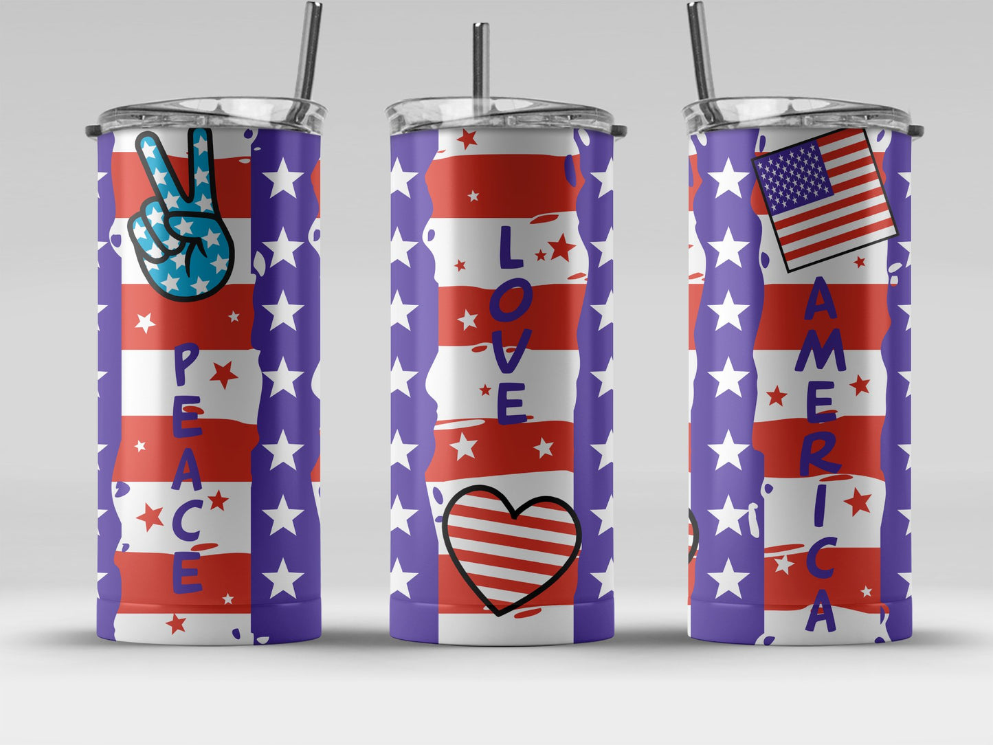 Patriotic USA Peace Love and Stars (4th July Tumblers) 8371273