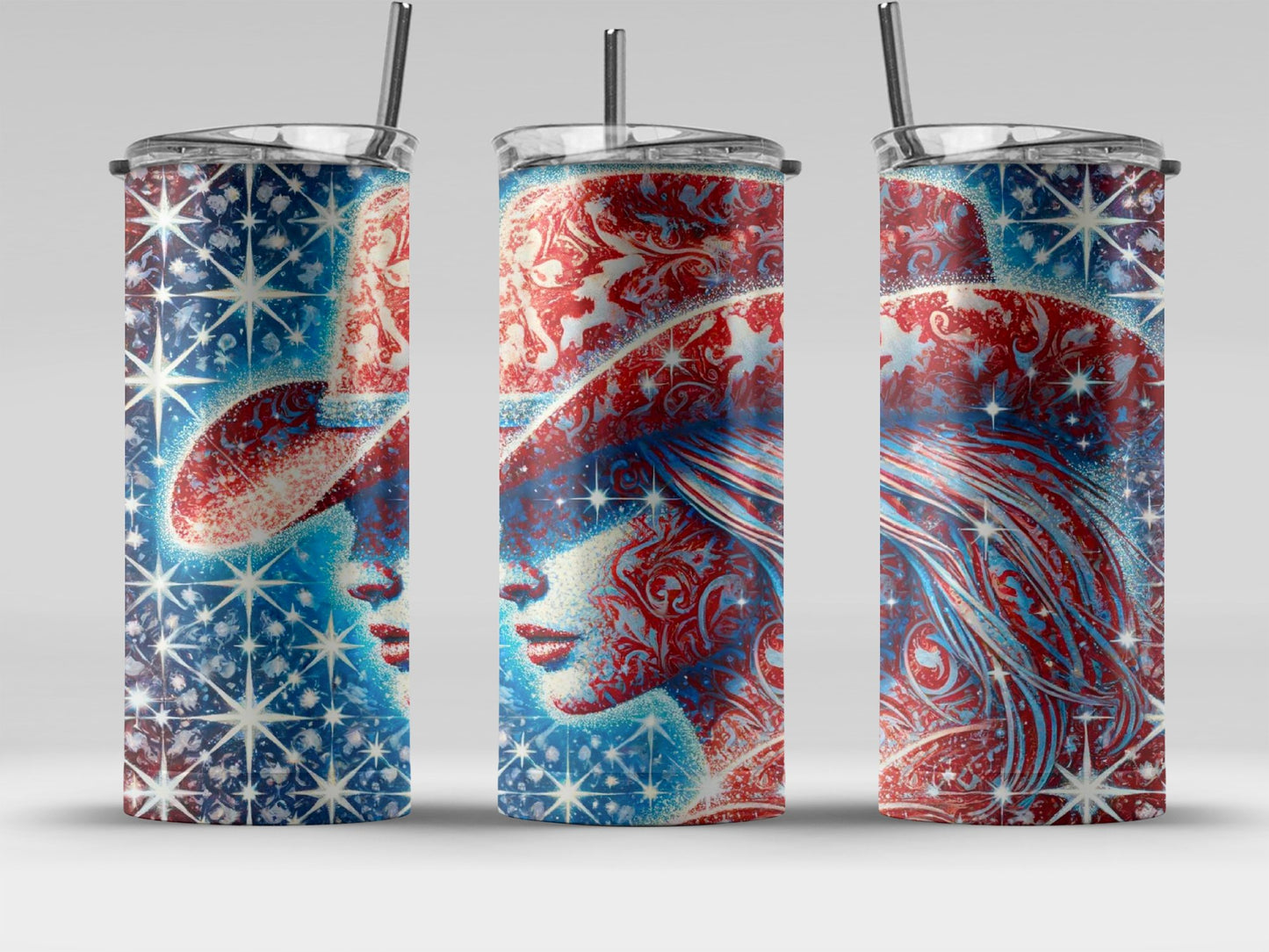 Sparkling Blue Red Hat Lady Starry (4th July Tumblers) 8371280