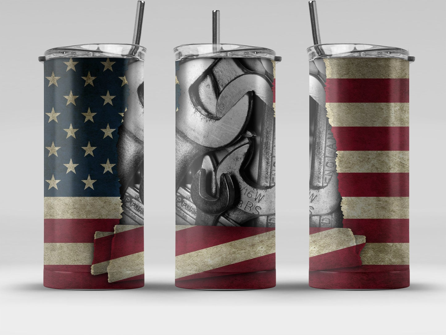Patriotic American Flag and Ripped Paper (4th July Tumblers) 8371292