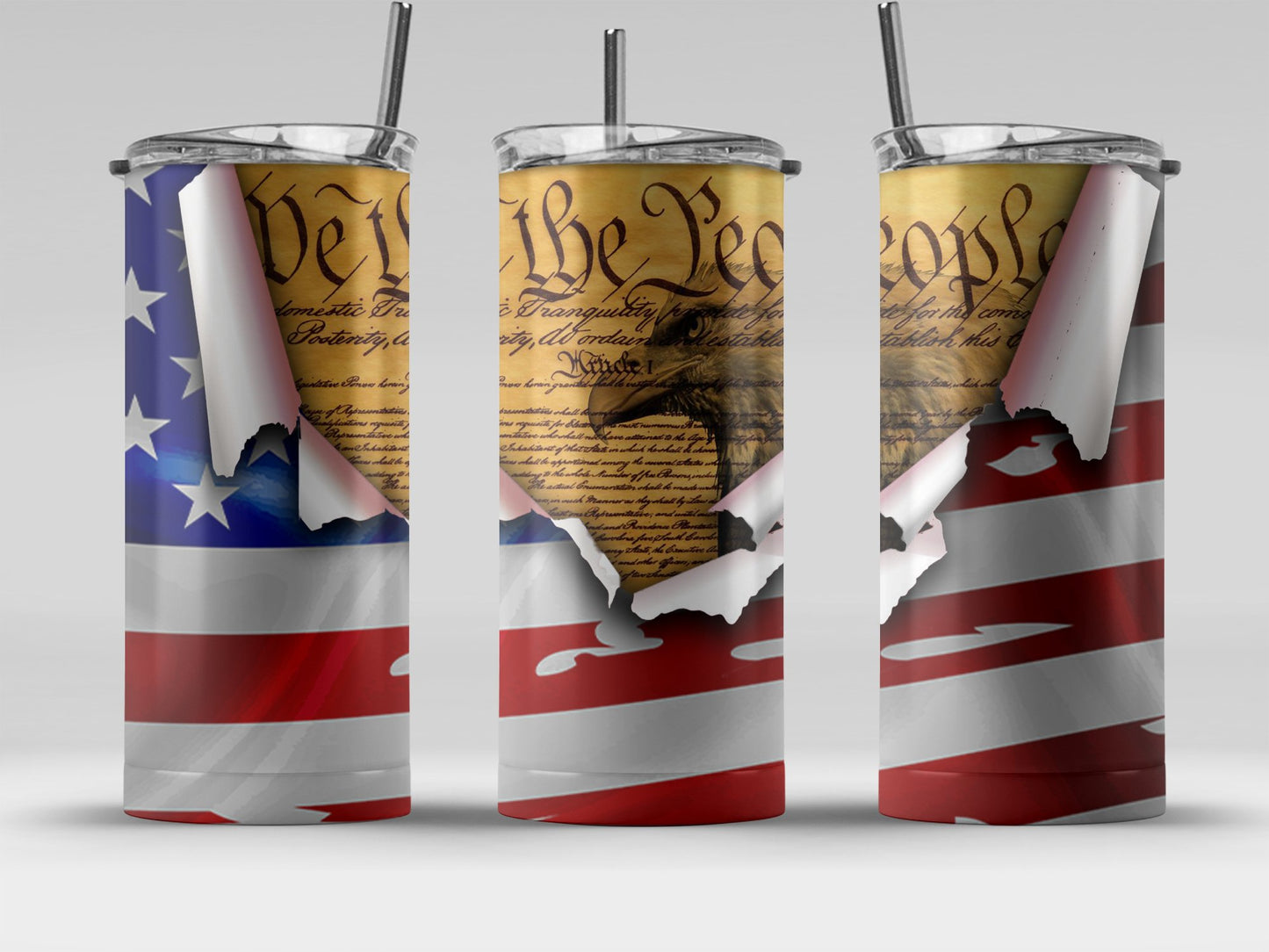 Vintage American Flag and Constitution (4th July Tumblers) 8371305