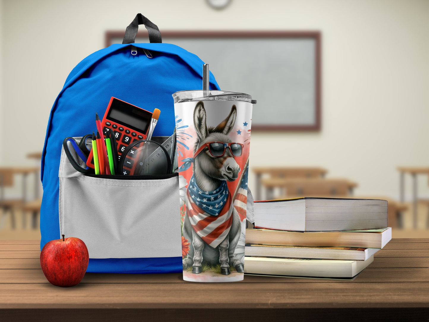 Patriotic Donkey with Flag and Fireworks (4th July Tumblers) 8371277