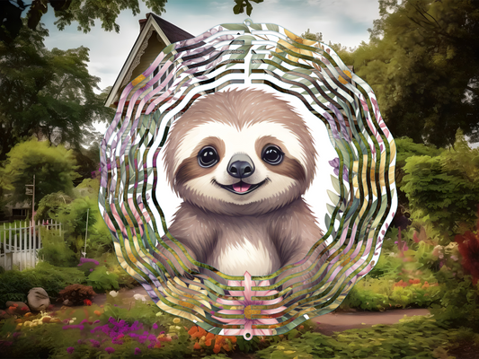 Sloth with Flowers Wind Spinner