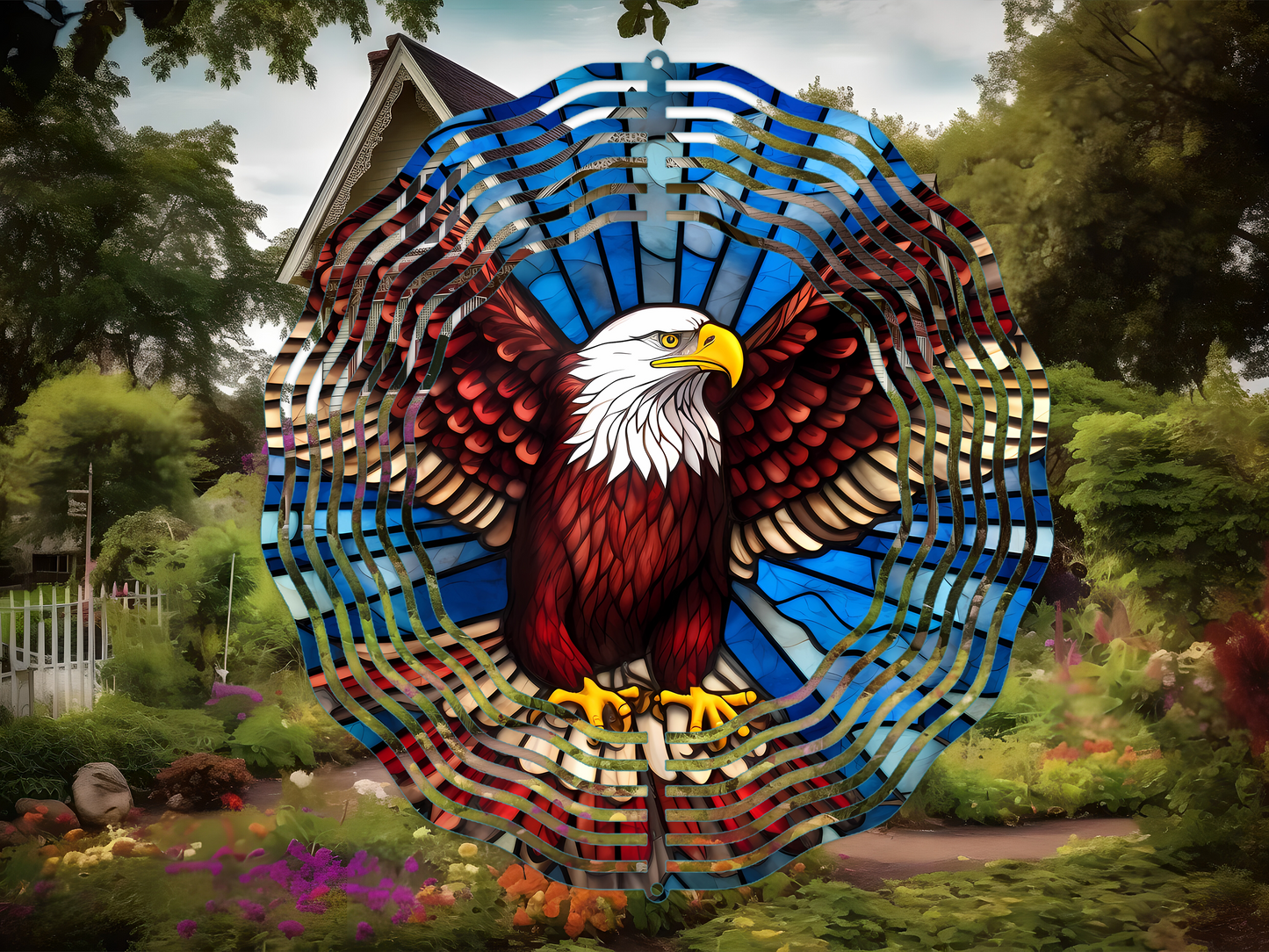 Stain Glass Eagle Wind Spinner