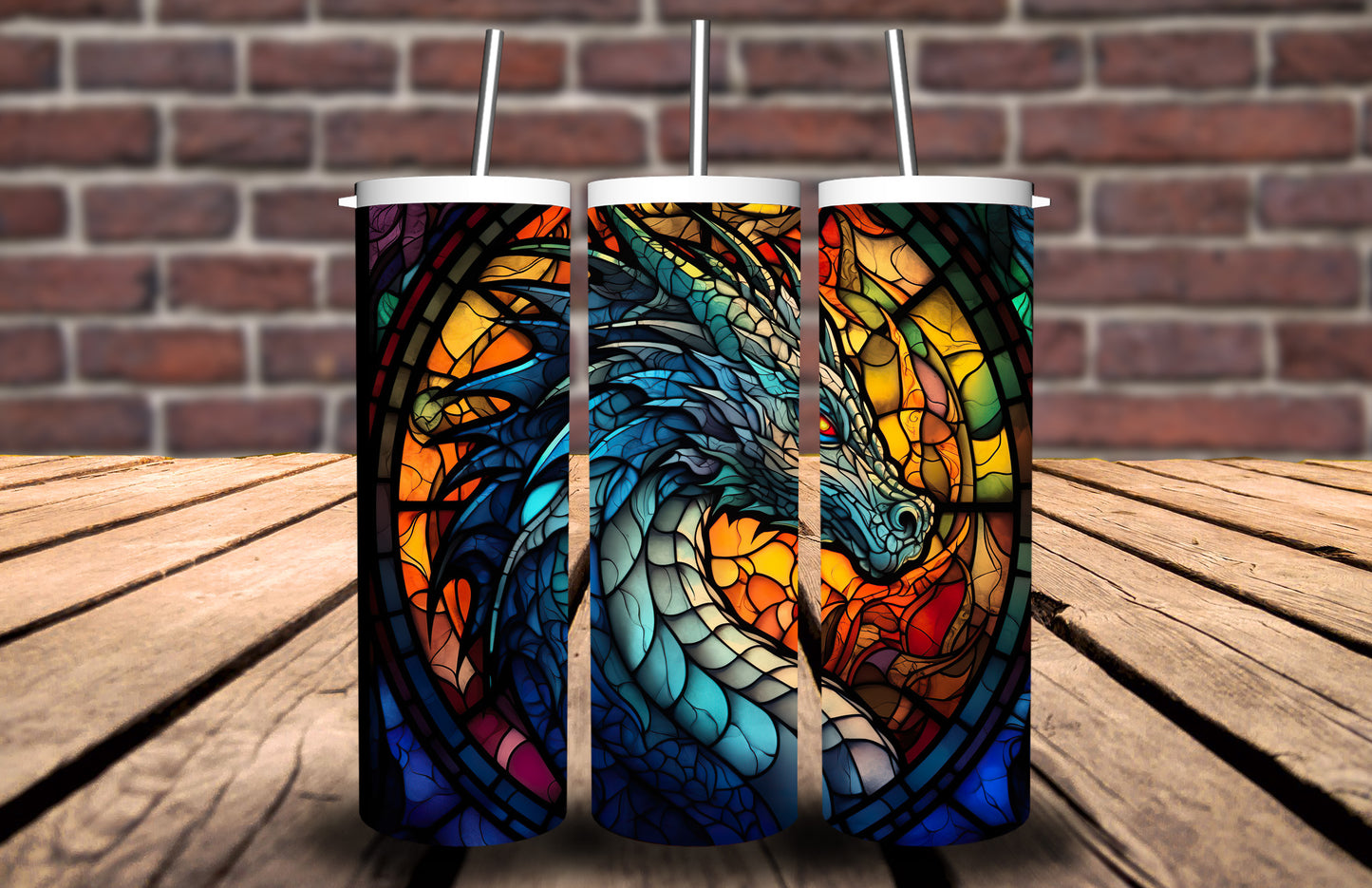 Stained Glass Dragon Tumbler