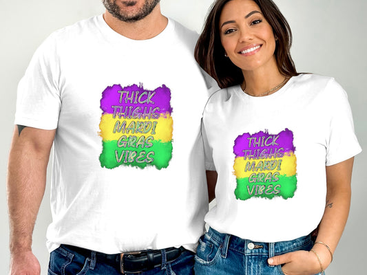 Thick Thighs Mardi Gras Vibes T-shirt