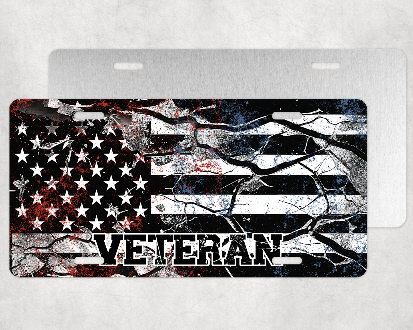 Veteran Sublimation License Plate with American Flag