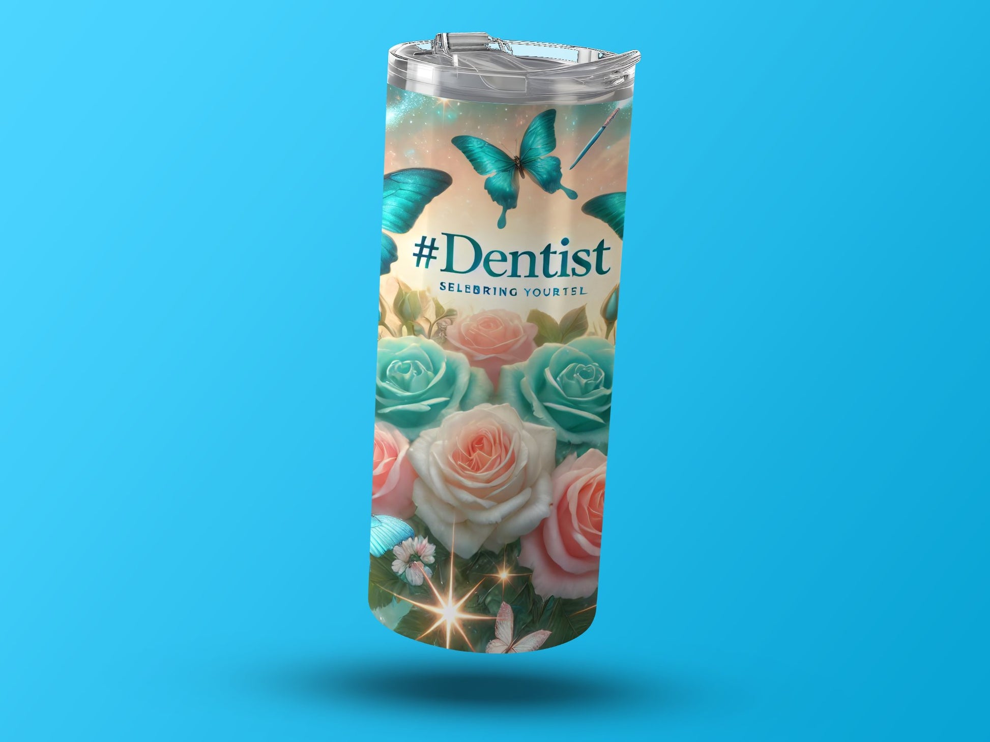 Dentist Beautiful Butterflies and Flowers Tumbler product