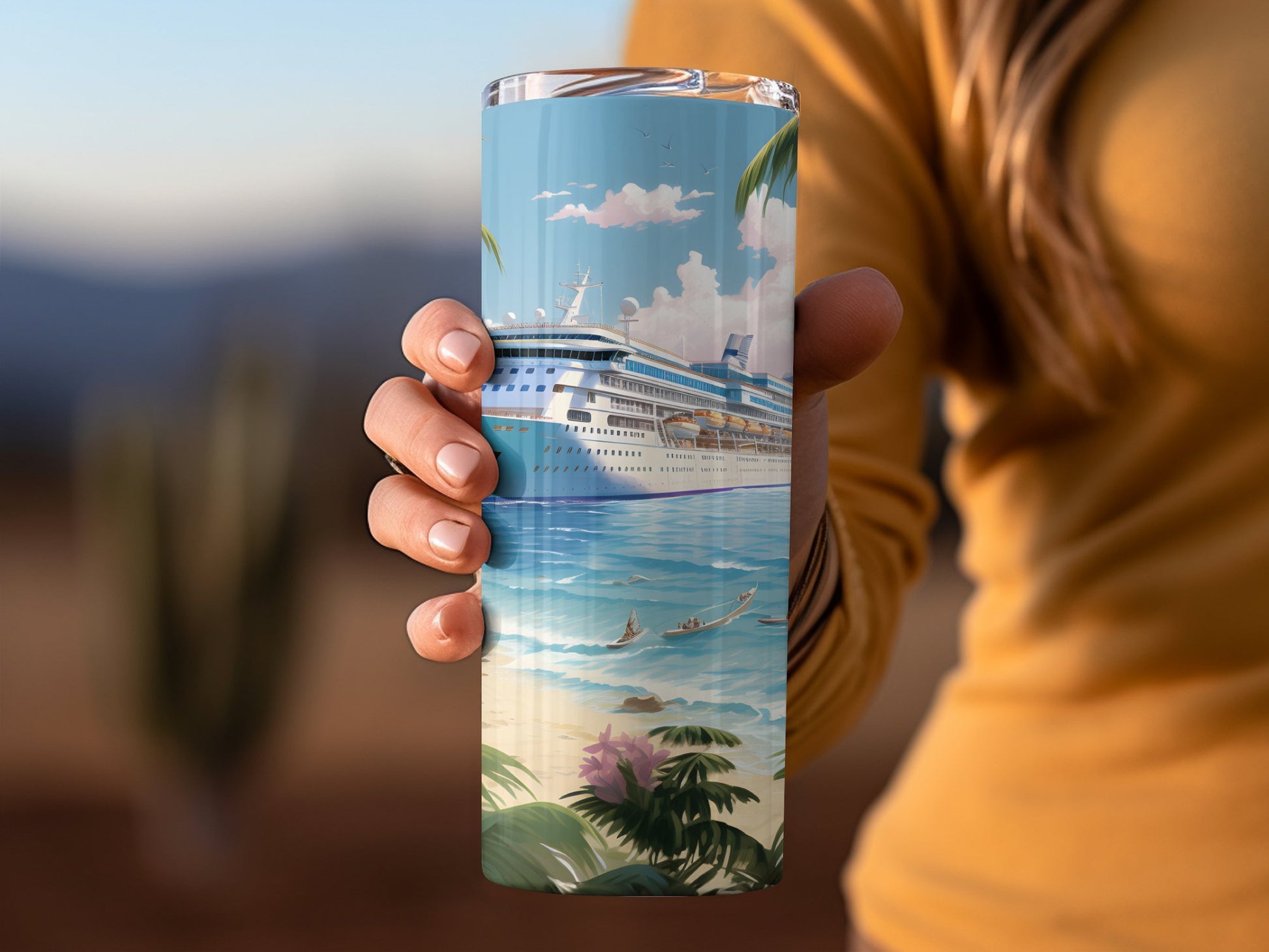 Scenic Cruise Ship with Waves Tumbler Product
