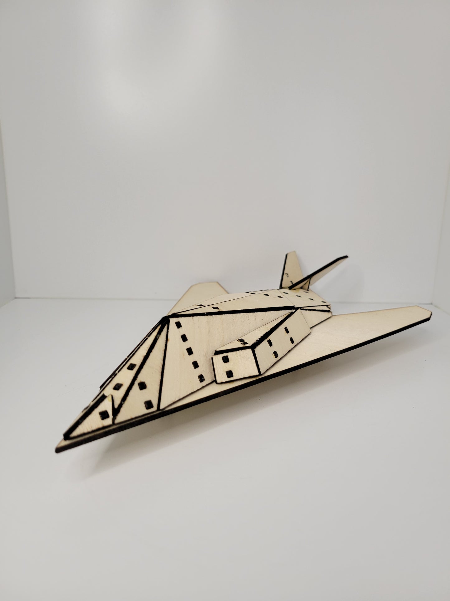 Handmade Geometric Spaceship Model Toy Wooden Decor