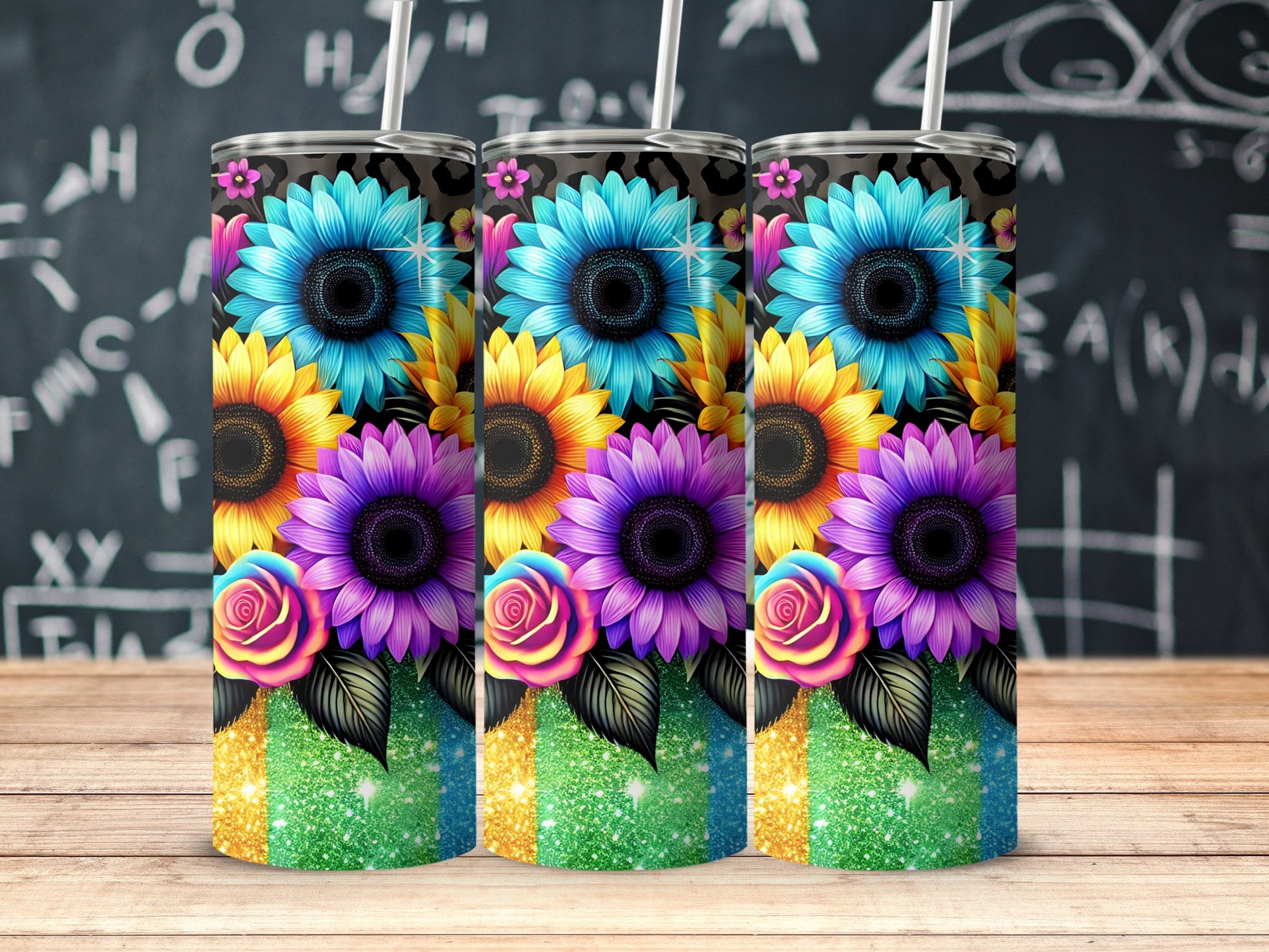Colorful Floral and Sunflower Design Tumbler product