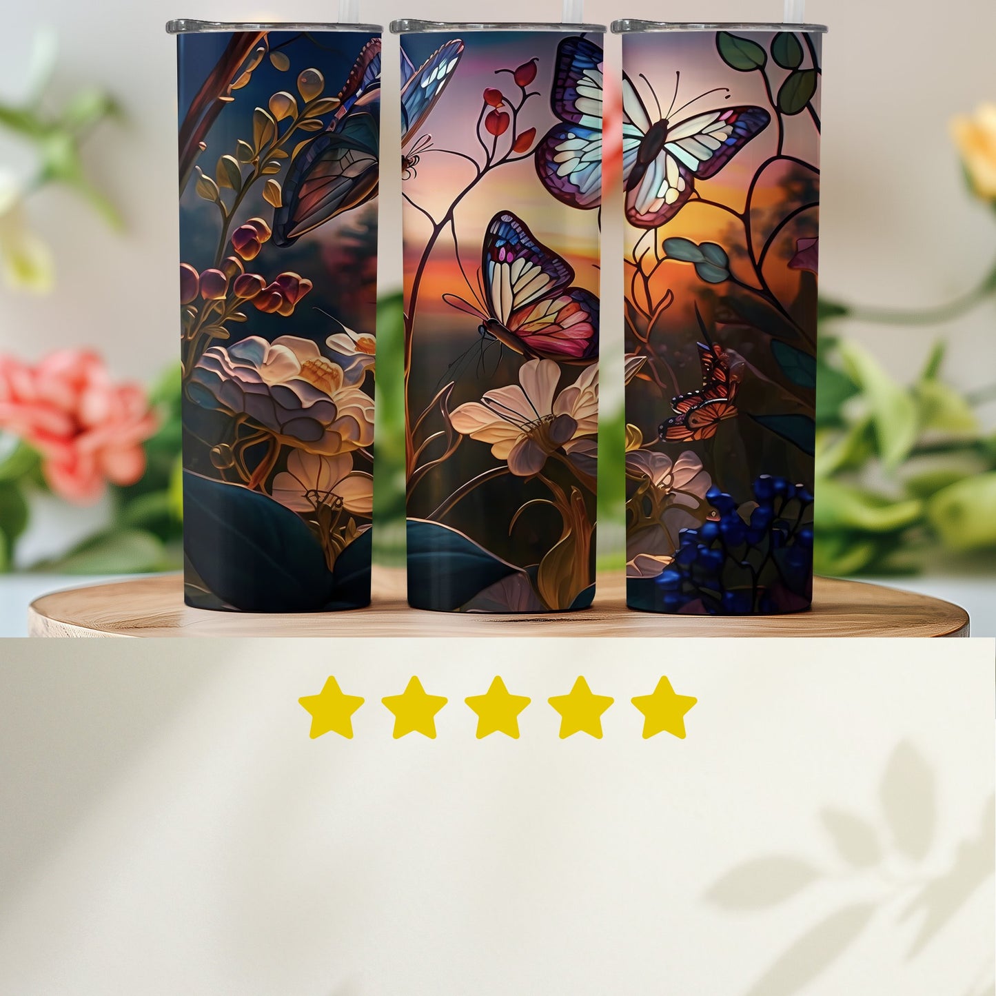 Artistic Butterflies and Floral Design Tumbler product