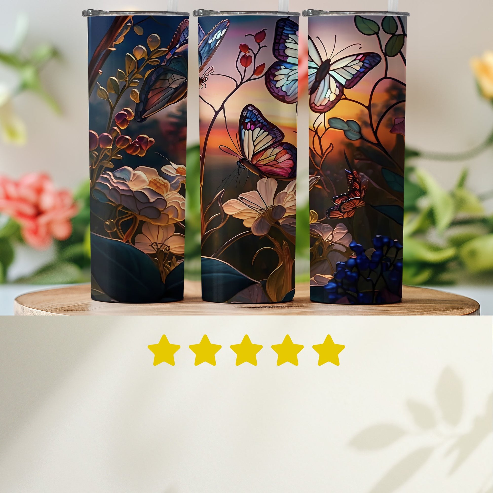 Artistic Butterflies and Floral Design Tumbler product