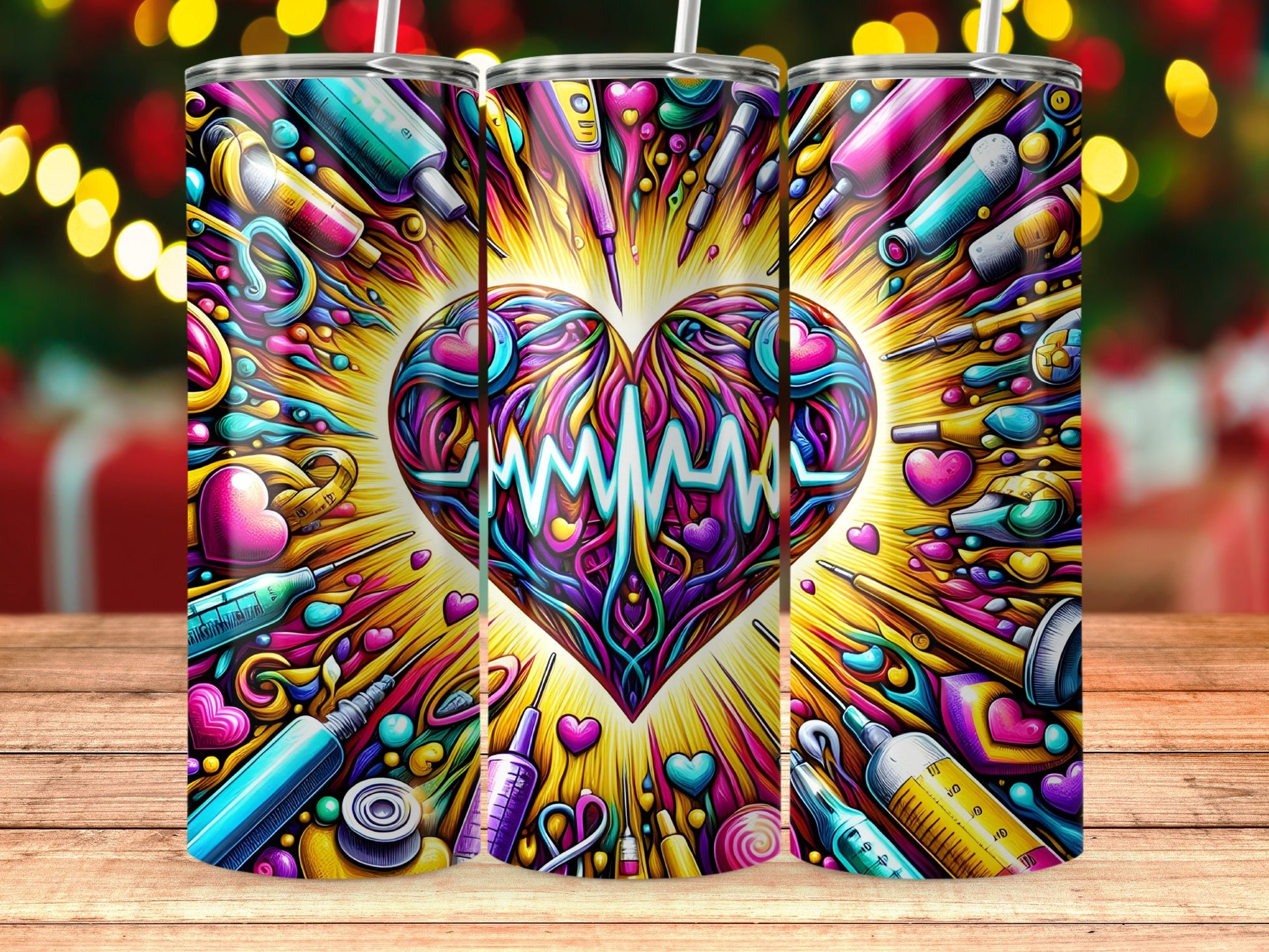 Vibrant Medical Heartbeat Tumbler Colorful Gift product