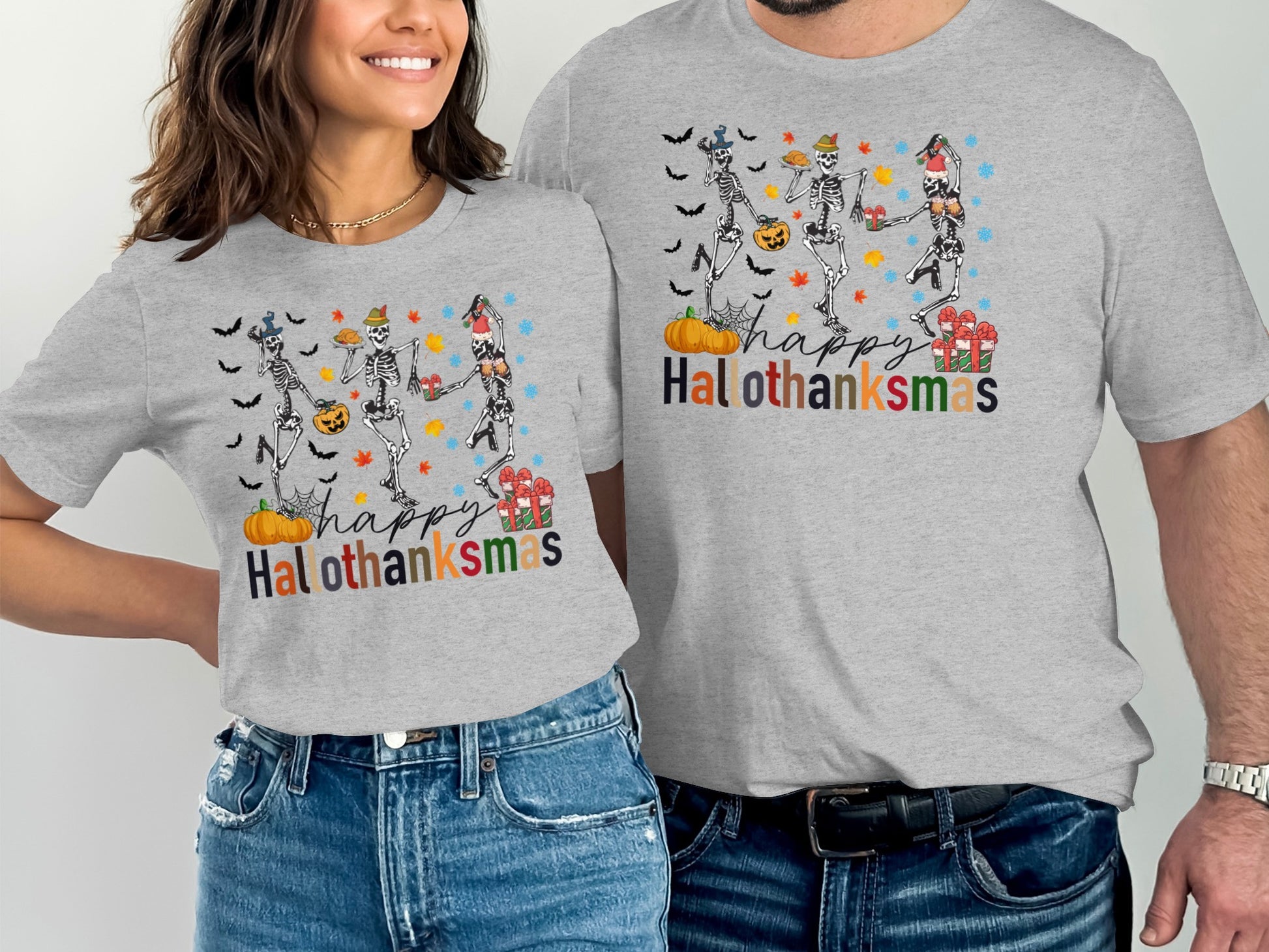 Happy Halothanksmas Graphic T-shirt for Festive Spirit
