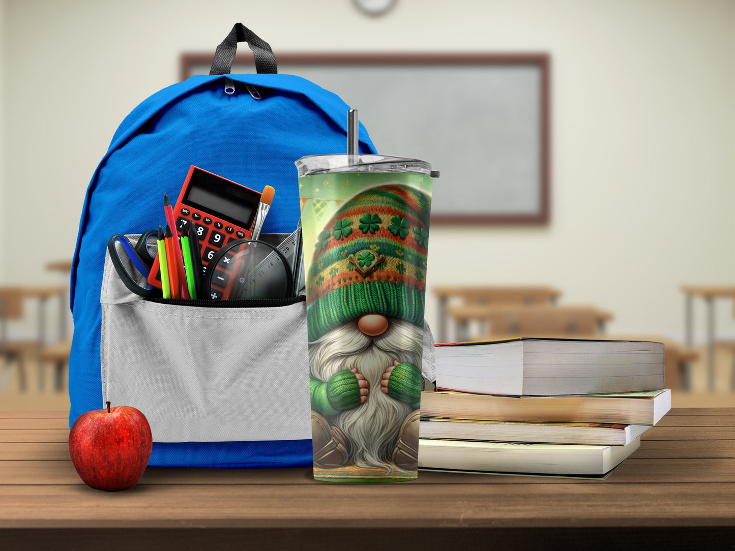 Blue Backpack with School Supplies for Students