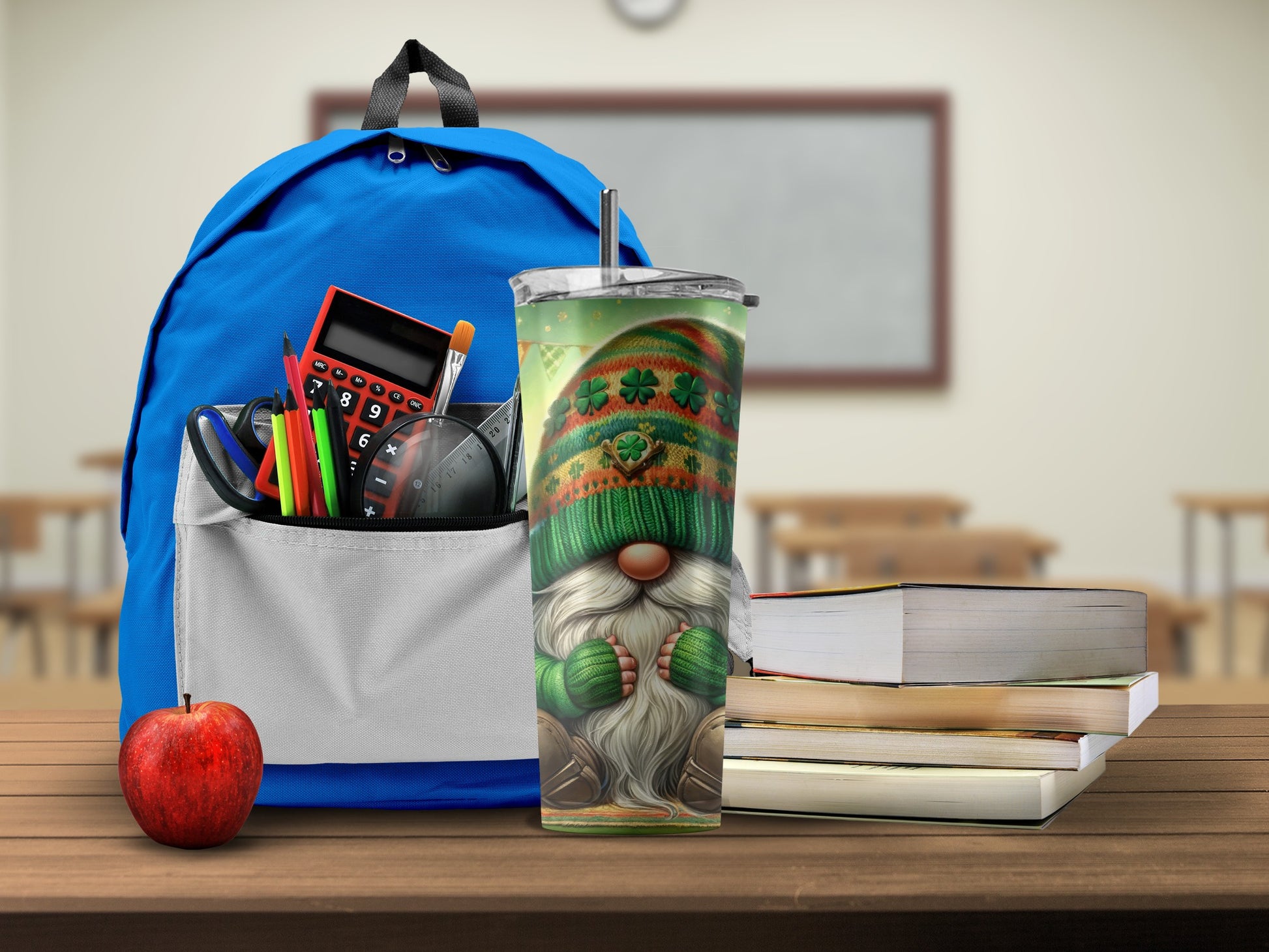 Blue Backpack with School Supplies for Students