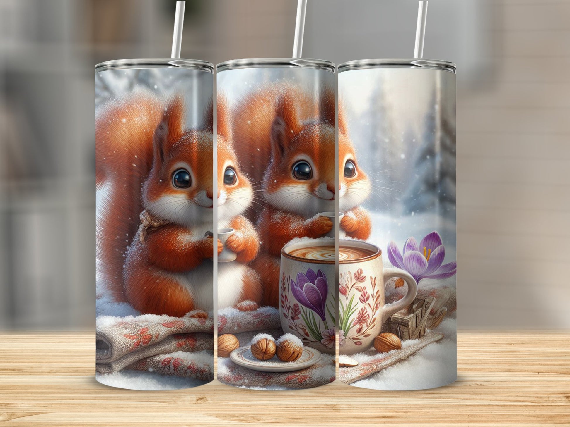 Cute Squirrels and Coffee Winter Theme Tumbler product