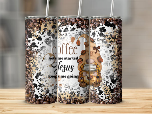 Coffee Gets Me Started Jesus Keeps Me Going Tumbler product