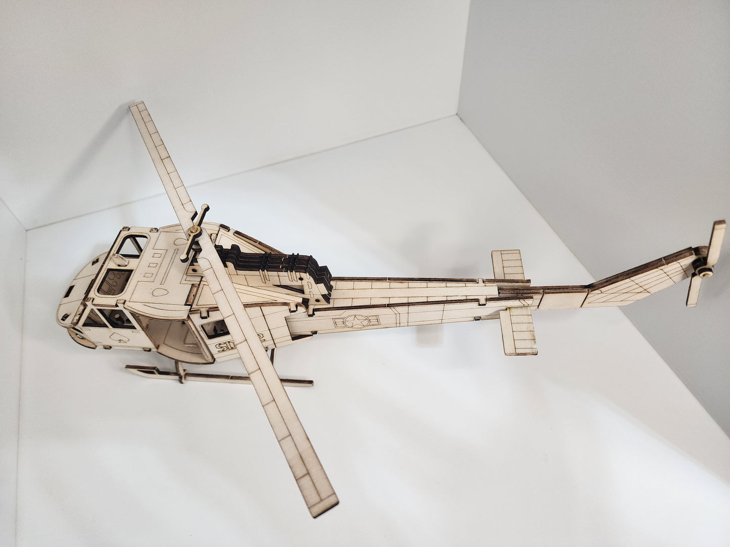 Handcrafted Wooden Helicopter Model Kit for Enthusiasts