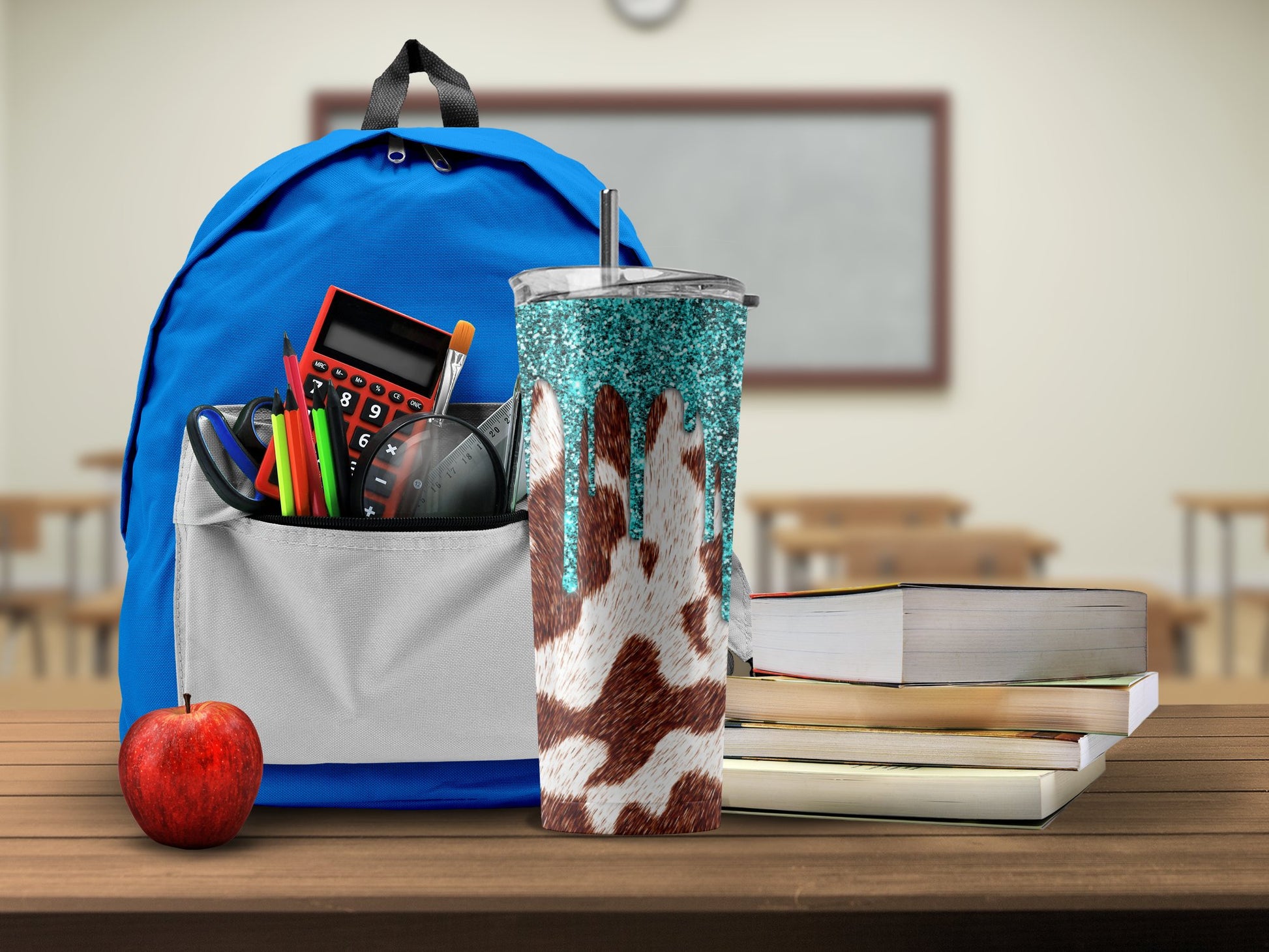 Stylish Blue Backpack with School Supplies product