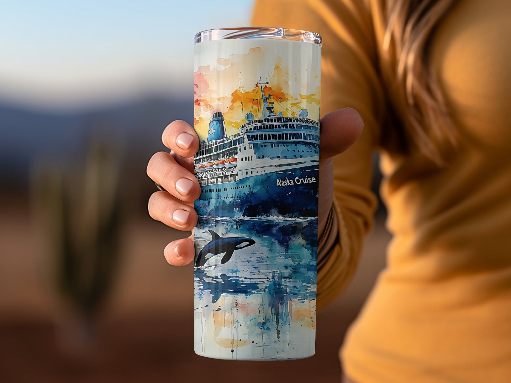Alaska Cruise Whale Landscape Artwork Tumbler product