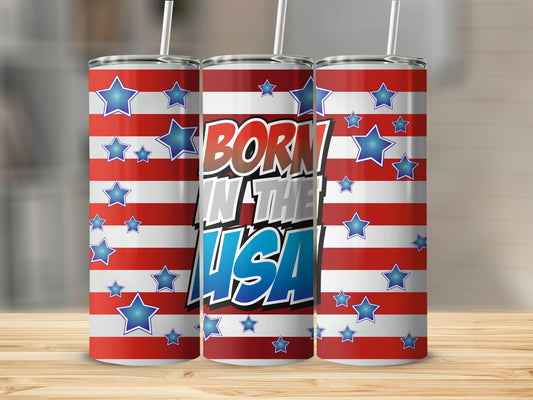 Born In The USA Red White Blue Stars tumbler product