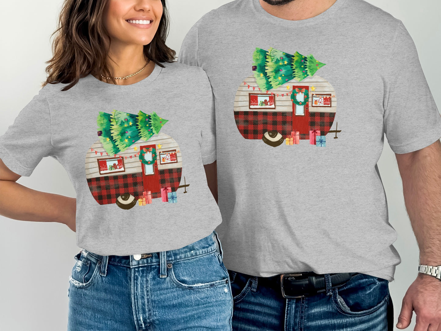 Christmas Themed Vintage Caravan Graphic T-Shirt