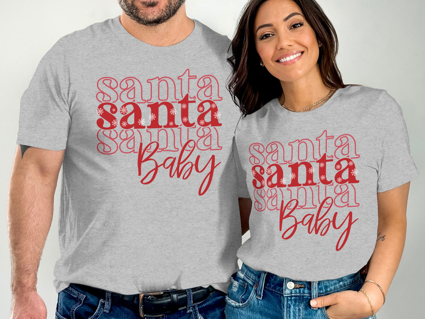 Matching Santa Baby Graphic Tee Shirt for Couples