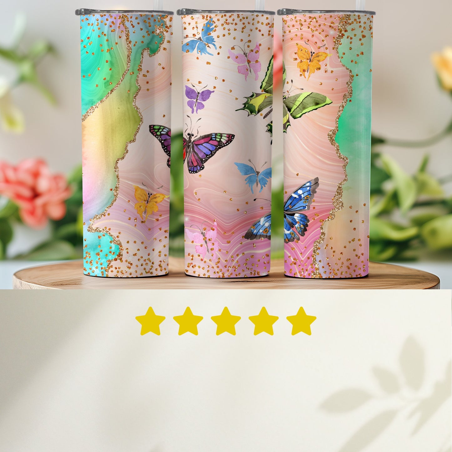 Colorful Butterflies Design Tumbler Product type