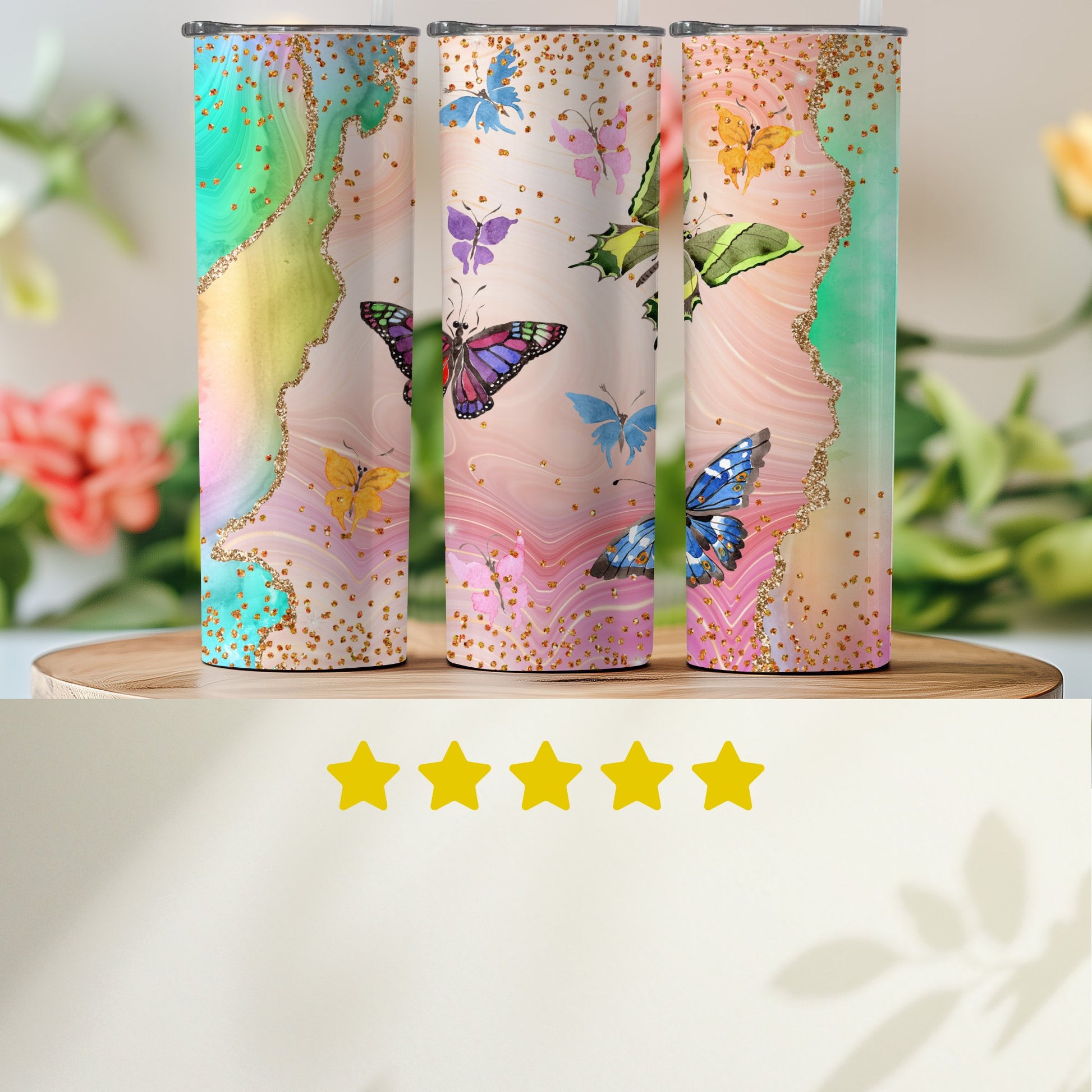 Colorful Butterflies Design Tumbler Product type