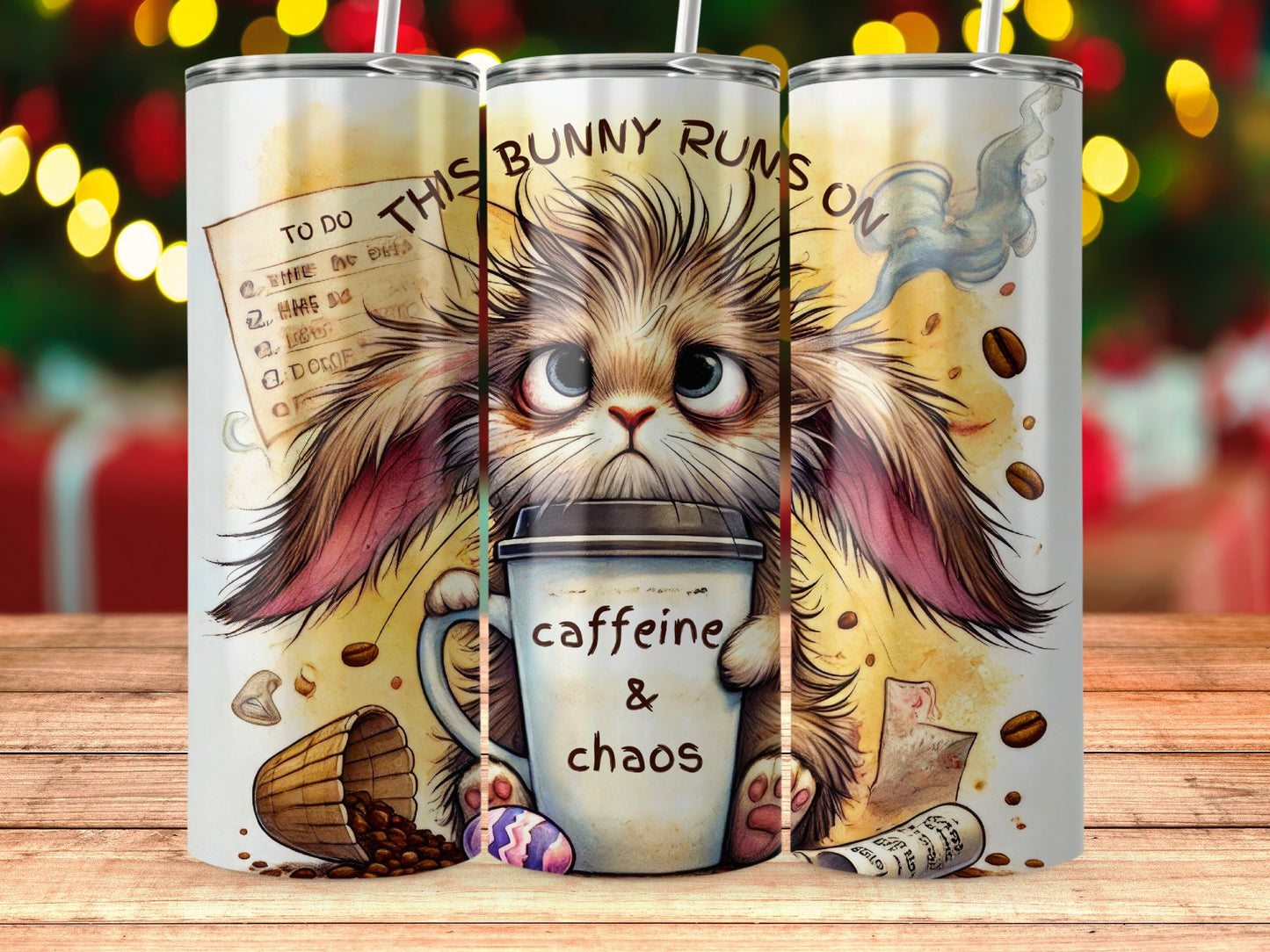 Adorable Bunny Caffeine Chaos Beverage Tumbler product