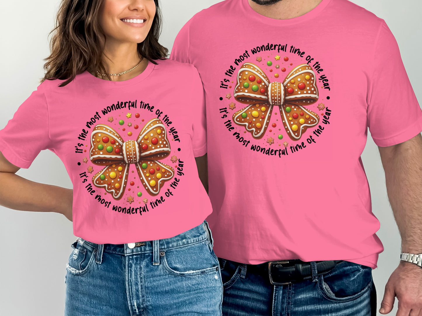 Matching Pink Christmas Bow T-Shirt Set Christmas
