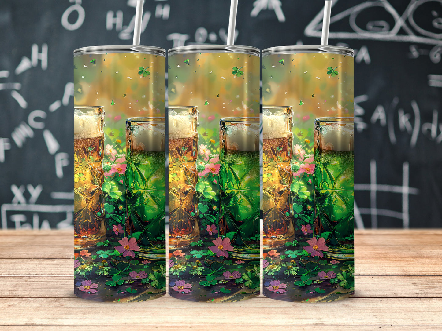 Festive Clover and Beer Mug Themed Tumbler Product