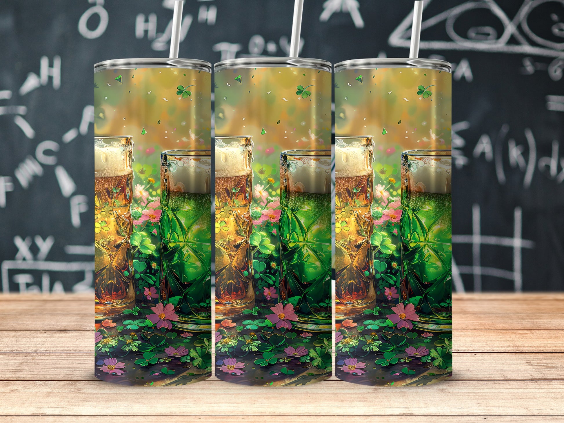 Festive Clover and Beer Mug Themed Tumbler Product