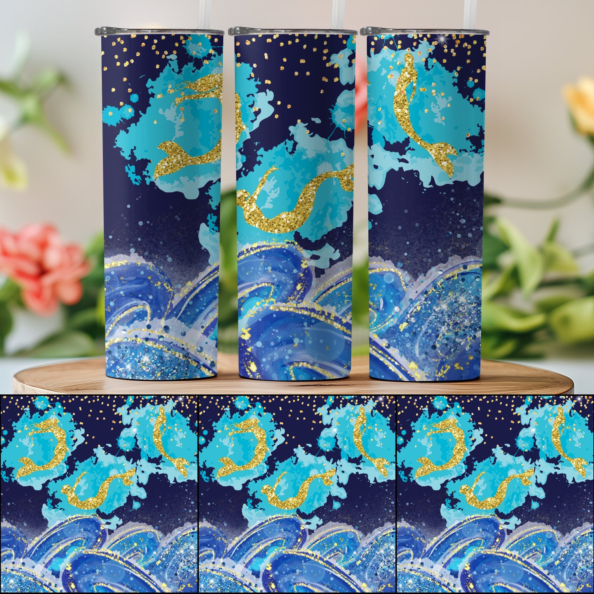 Blue and Gold Swirl Insulated Tumbler product