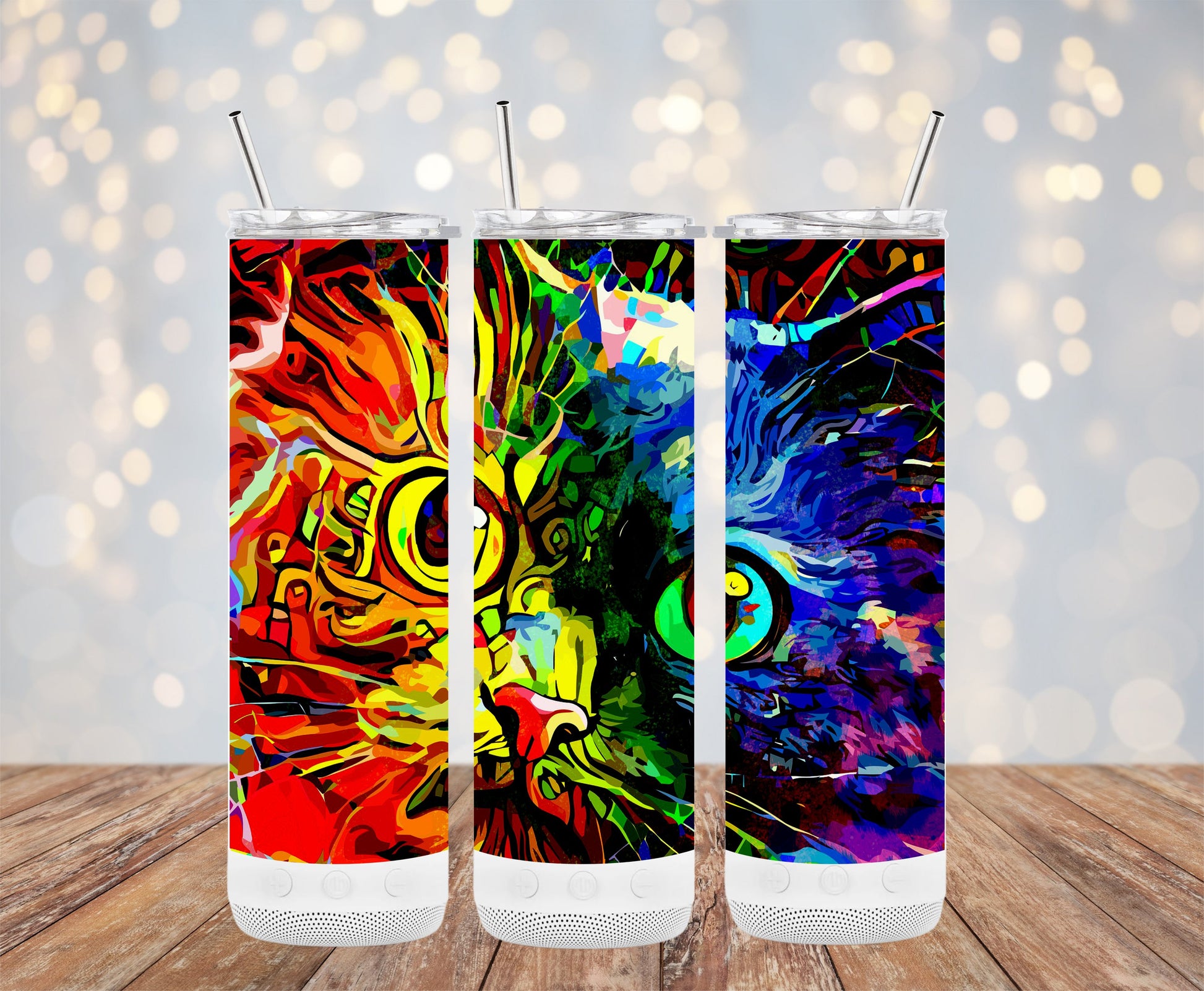 Colorful Abstract Cat Art Insulated Tumbler product