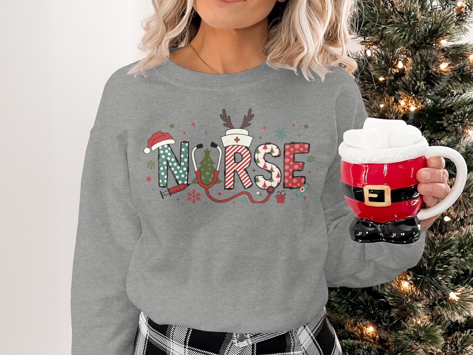 Cute Christmas Nurse Sweatshirt Holiday Nursing Apparel