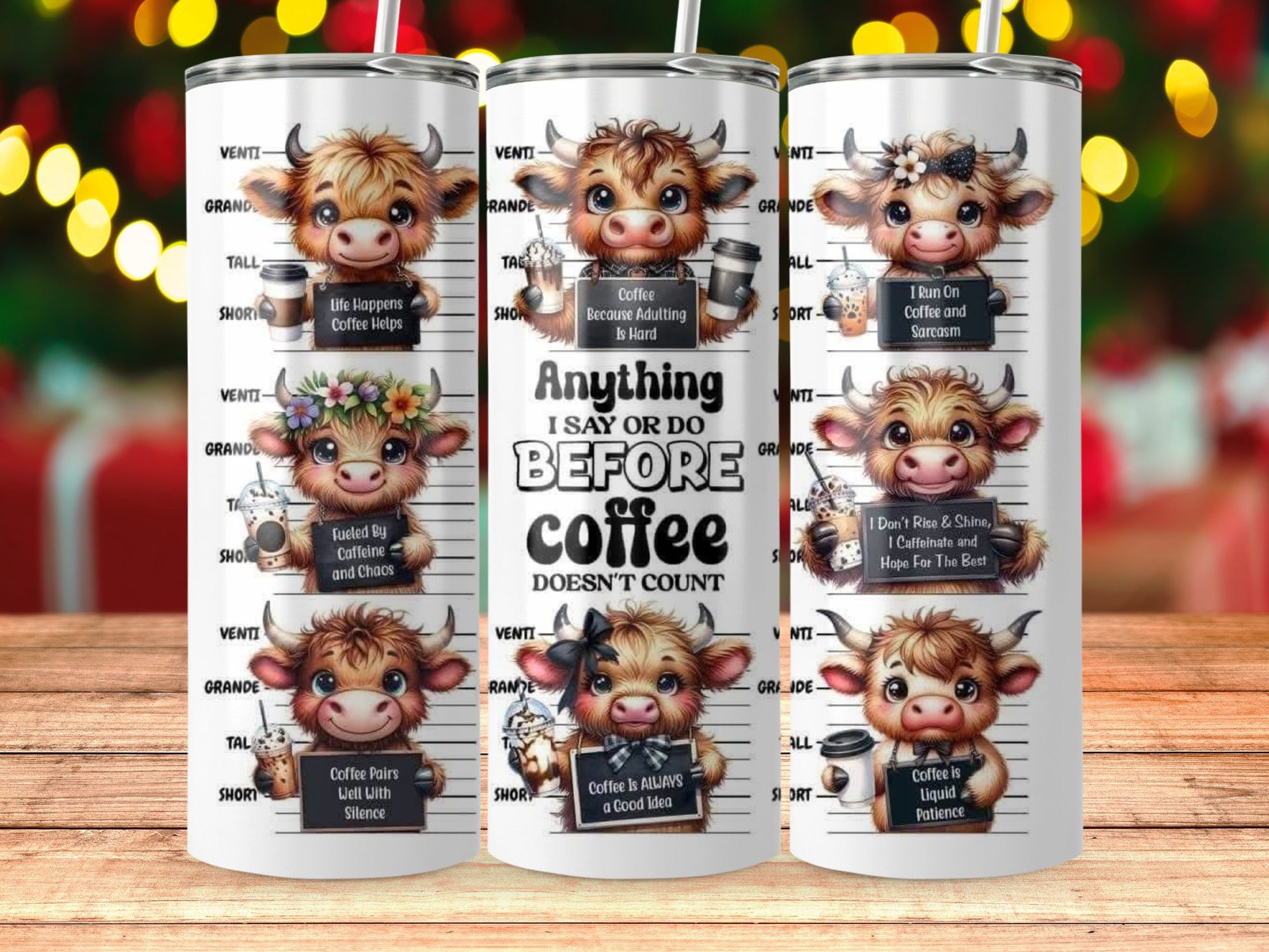 Cute Cow Coffee Quotes Tumbler Product