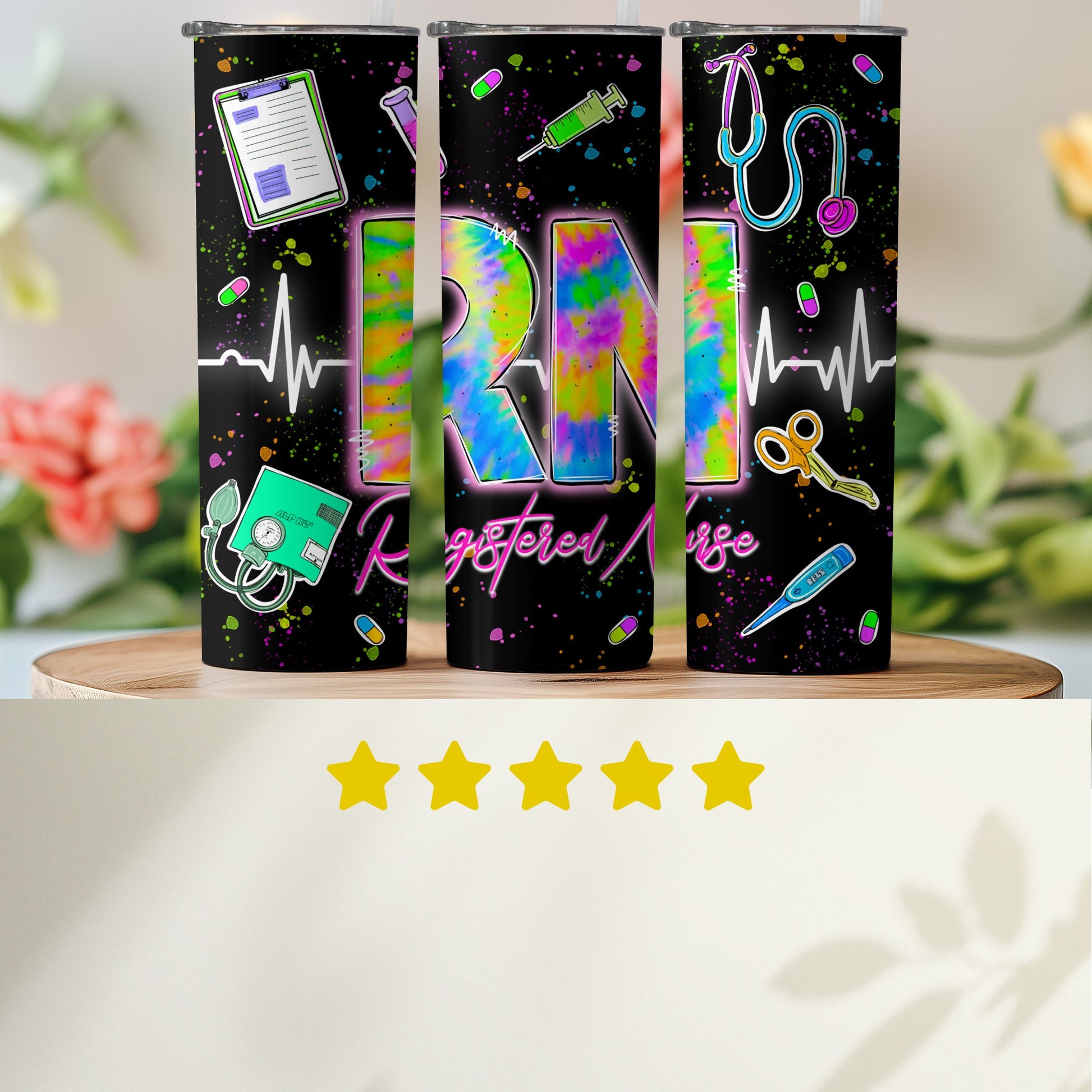 Colorful RN Registered Nurse tumbler product