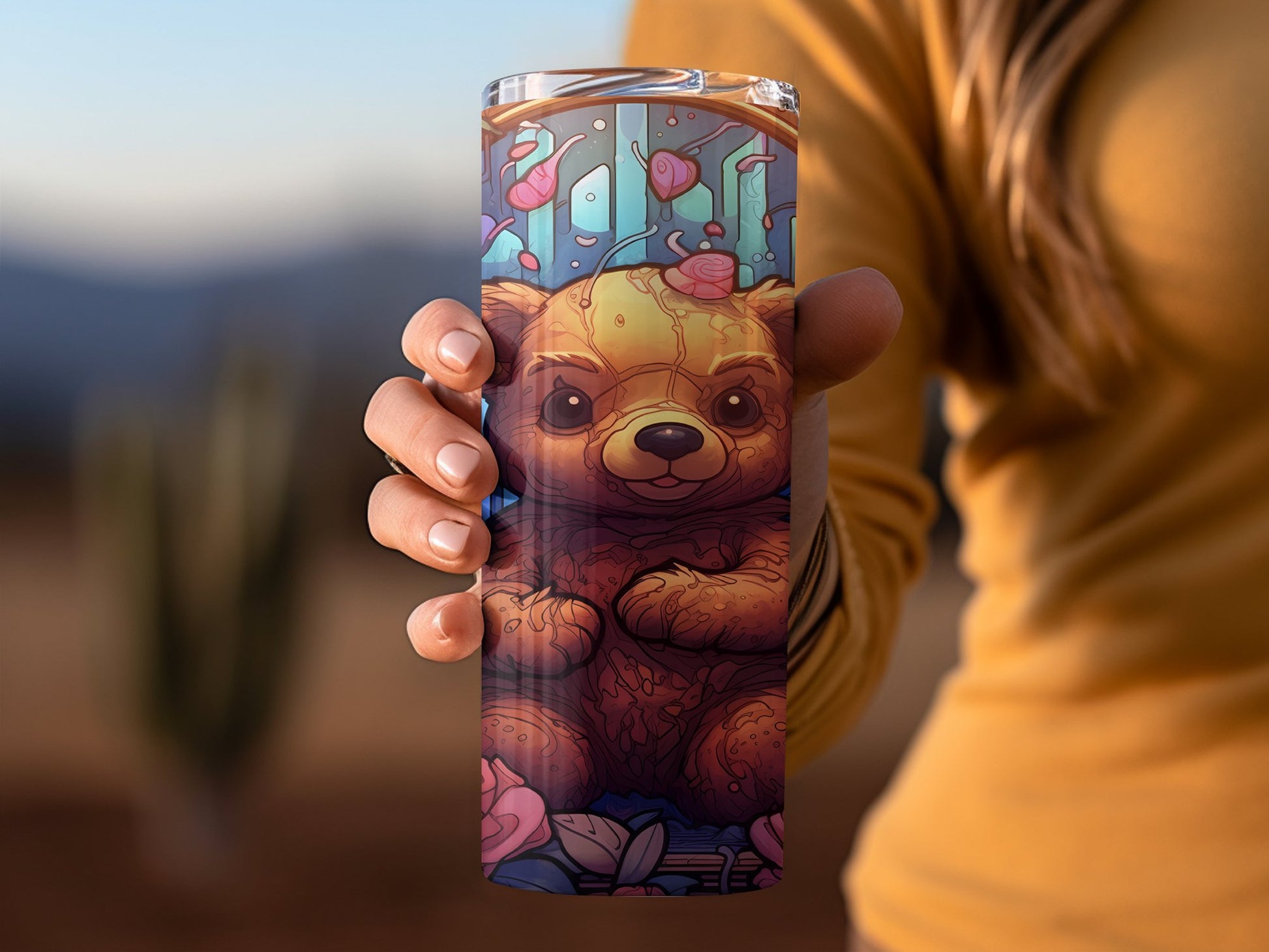 Cute Bear in Nature Scene Tumbler Product type