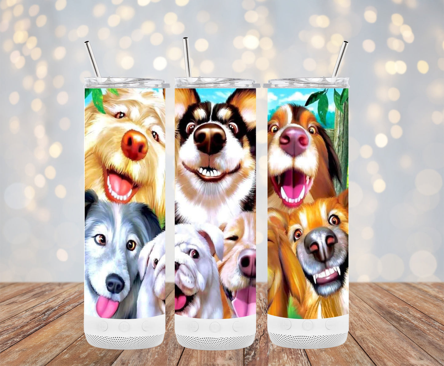 Colorful Dog Illustrations on Tall Tumbler product