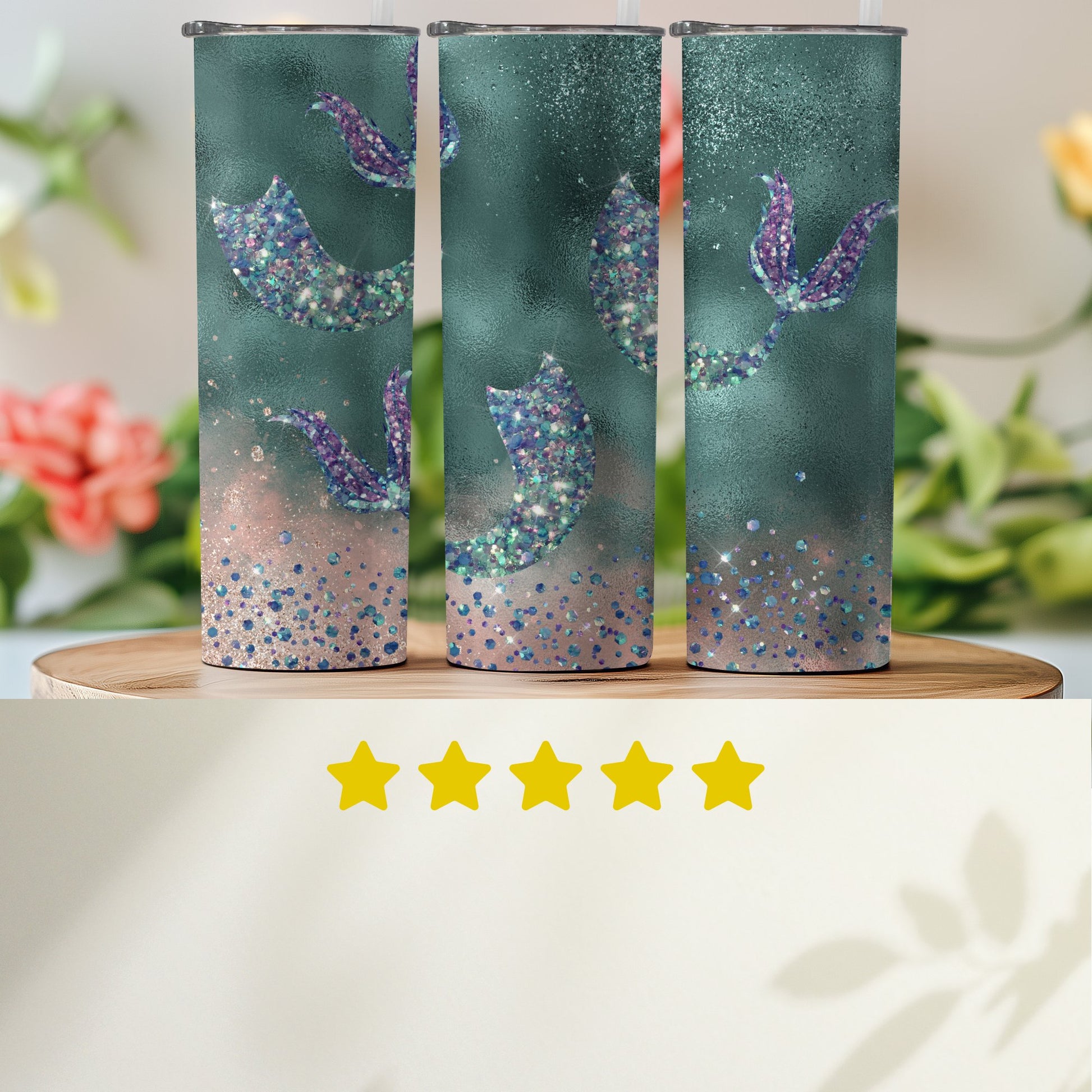 Colorful Mermaid Tails Glittery Tumbler product type