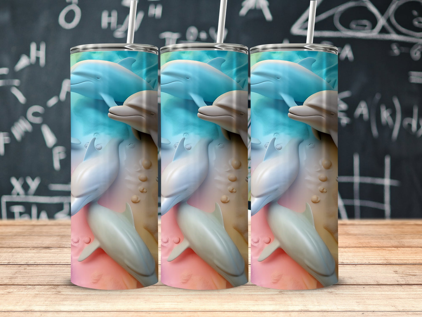 Colorful Dolphin Design Tumblers Set of 3 product type