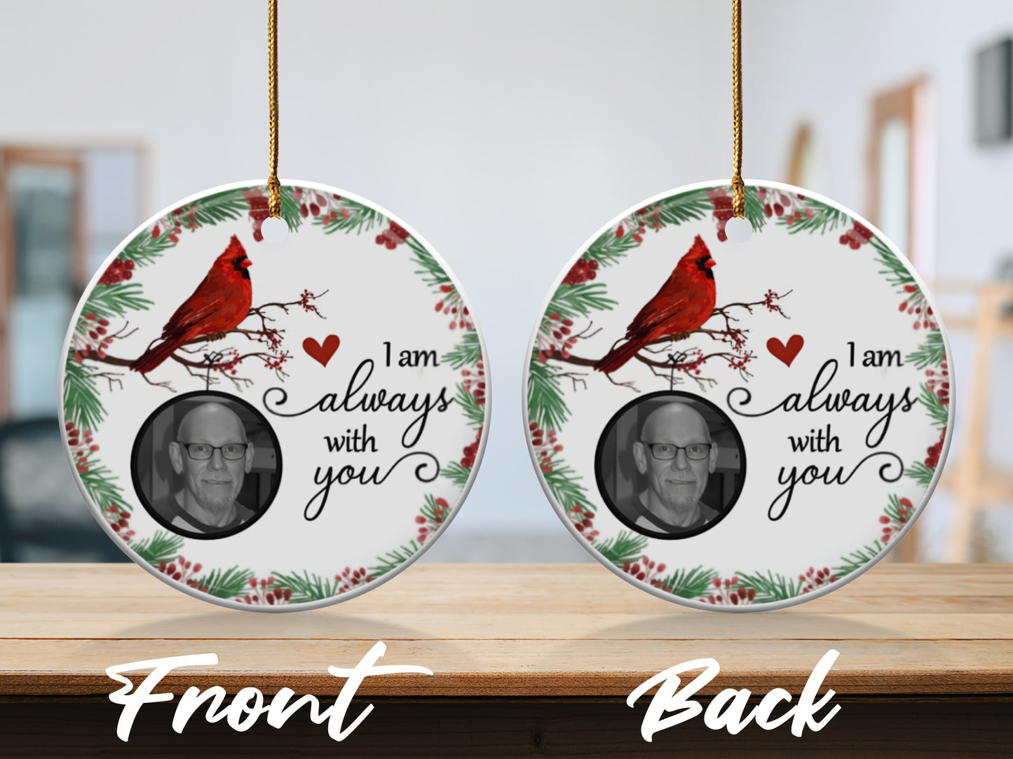 I am always with you cardinal photo ornament