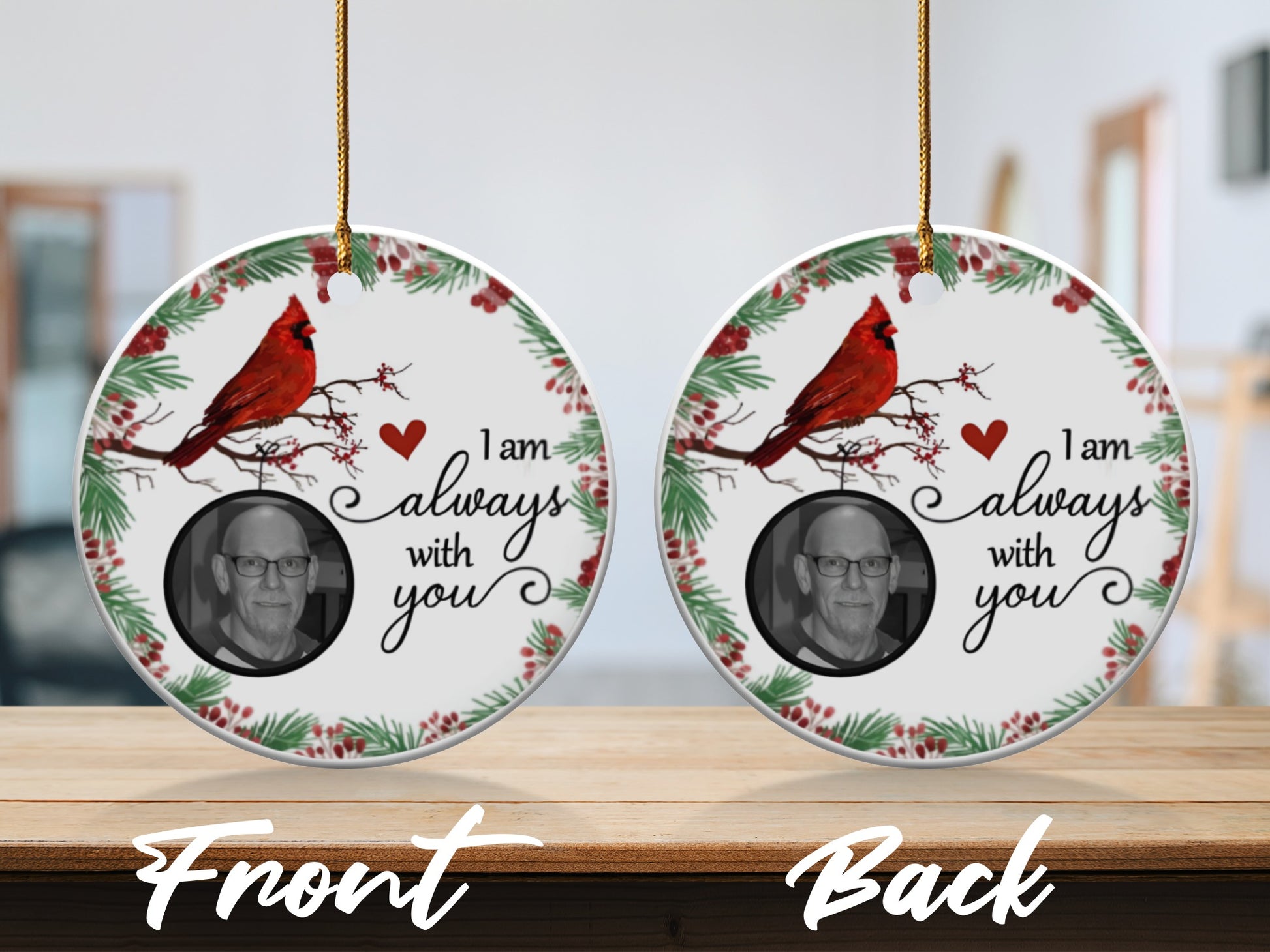 I am always with you cardinal photo ornament