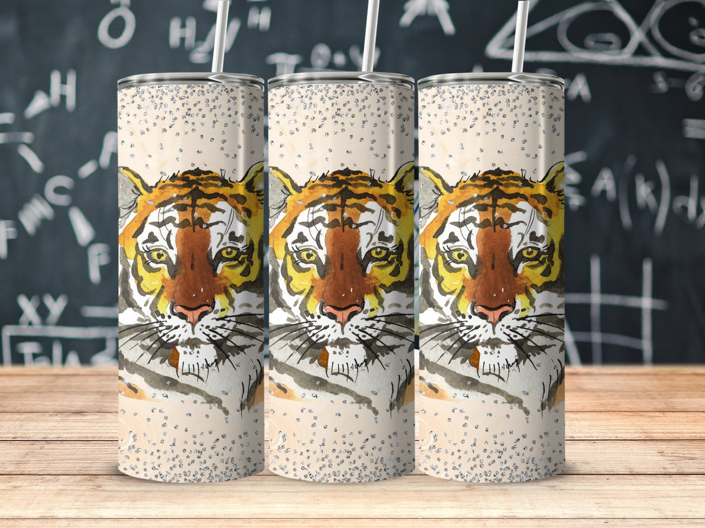 Bold Tiger Face Tumbler with Dotted Background product