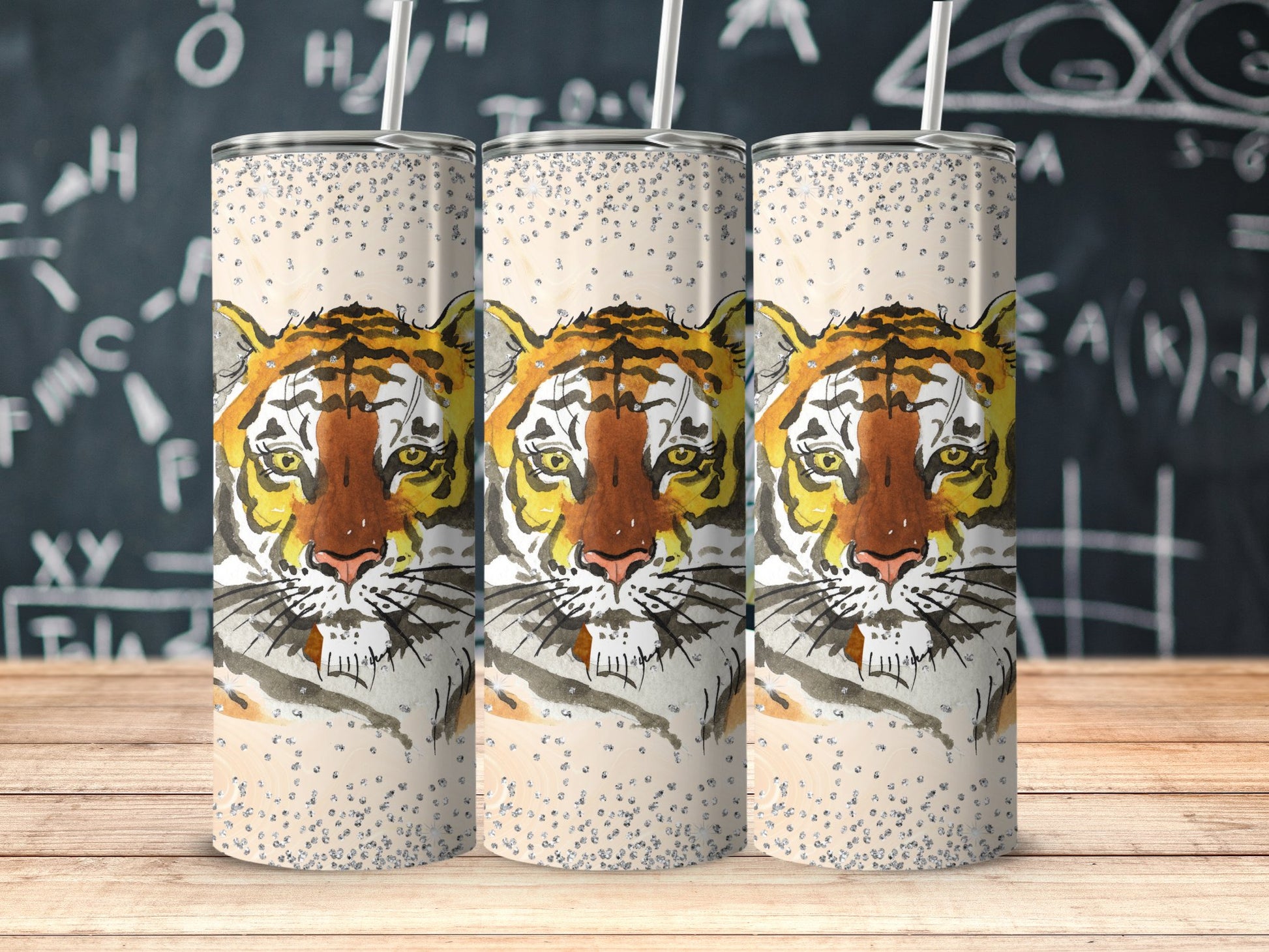 Bold Tiger Face Tumbler with Dotted Background product